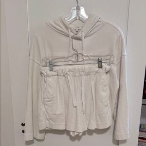 Vince Off-White Hooded Swim Coverup Set - Terrycoth Shorts and Hooded Pullover